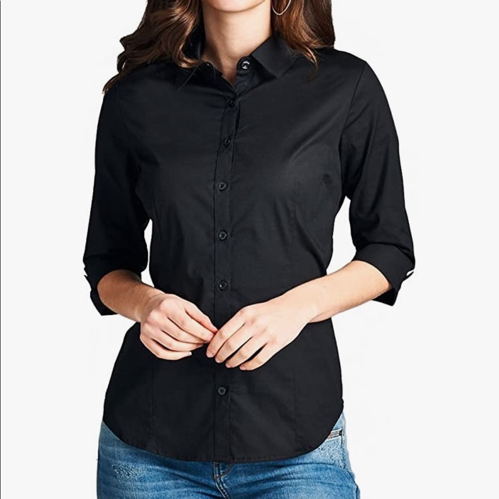 Black button up shirt. Dress shirt. Work shirt